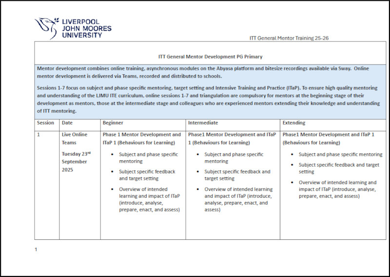 General Mentor Development page.