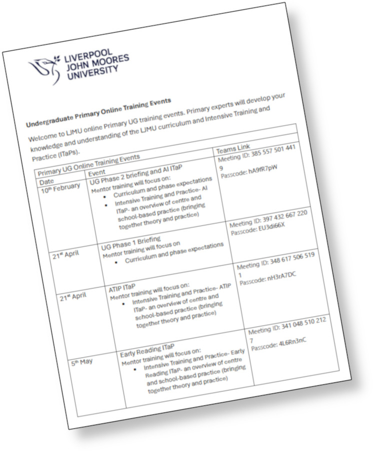 Online training events.